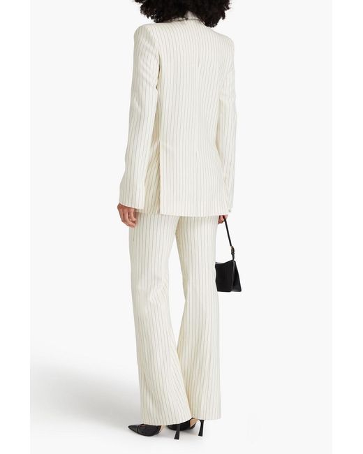 Galvan White Double-breasted Pinstriped Wool-blend Blazer