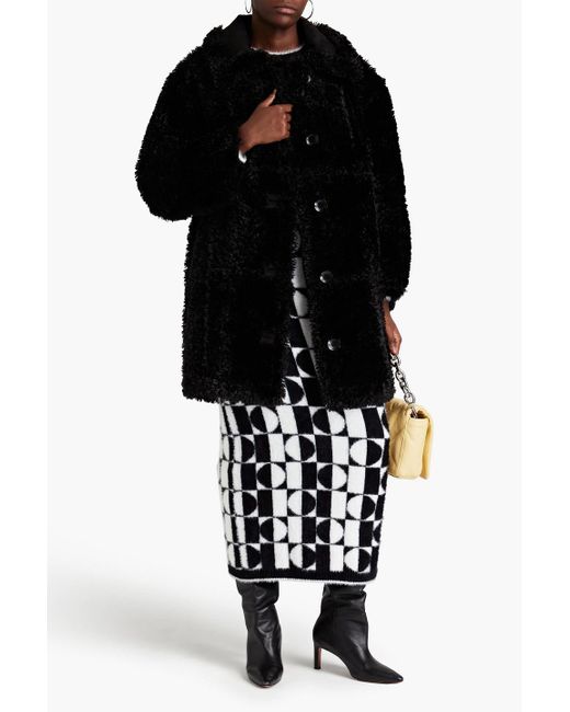 Stand Studio Black Samira Quilted Faux Shearling Coat