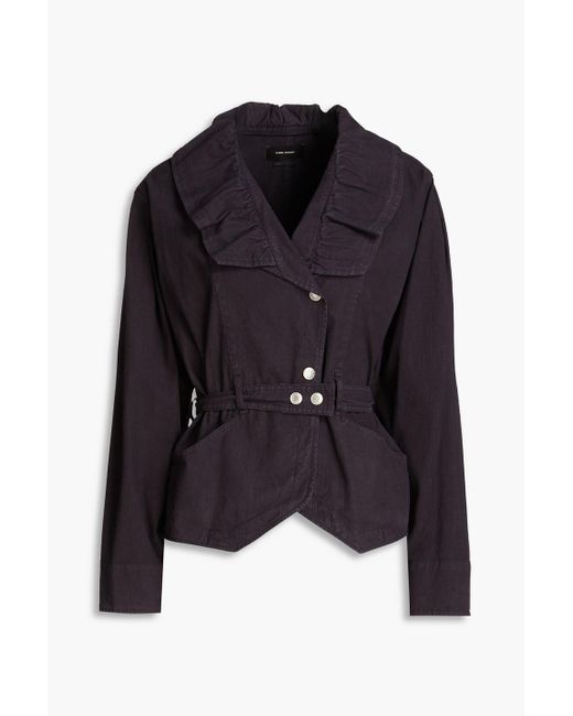 Isabel Marant Black Epaline Ruffled Linen-blend Ripstop Jacket