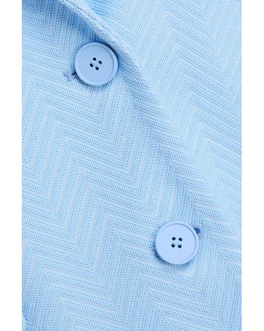 Missoni Blue Crochet-Knit Cotton-Blend Blazer