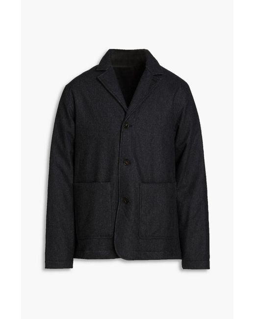 Officine Generale Black Adrien Padded Wool-blend Flannel Blazer for men
