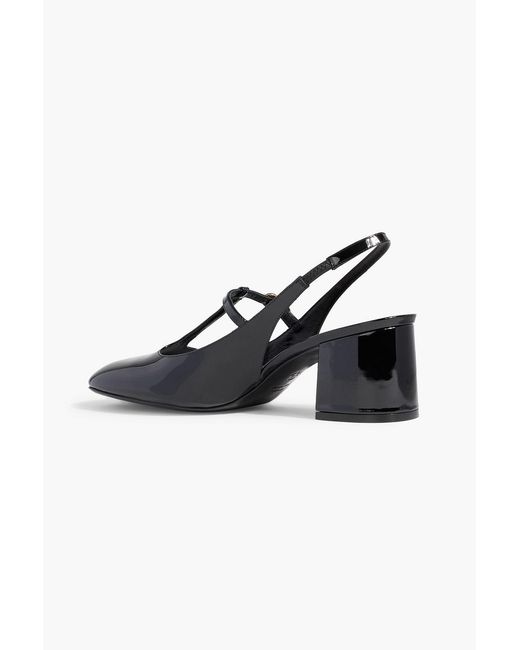 Stuart Weitzman Black Jane Patent-Leather Slingback Pumps