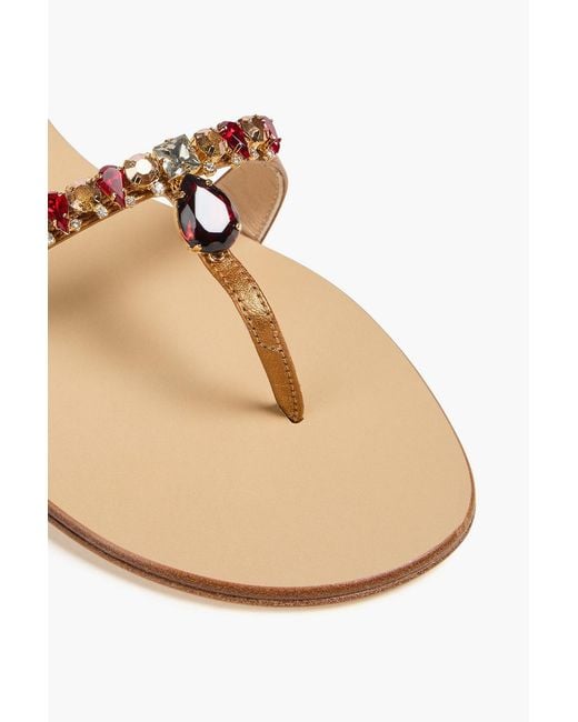Giuseppe Zanotti White Rock 10 Crystal-Embellished Leather Sandals