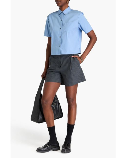 Theory Blue Cotton-Blend Poplin Shirt