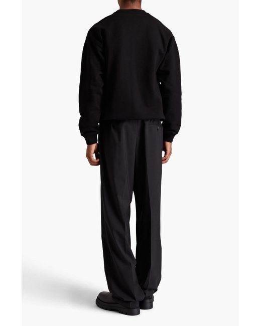 Versace Black Embroidered Cotton-fleece Sweatshirt for men