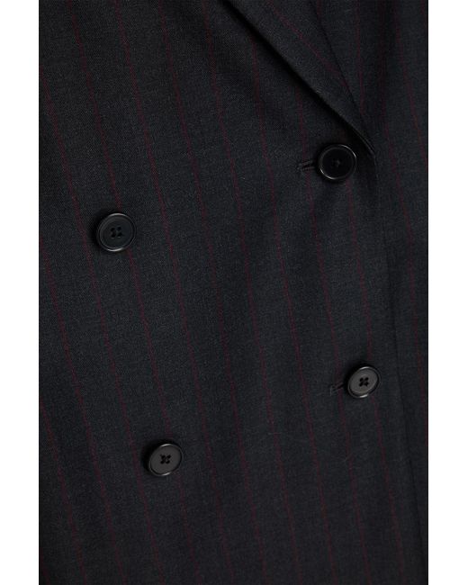 Loulou de Saison Black Mayol Double-Breasted Pinstriped Wool-Twill Blazer