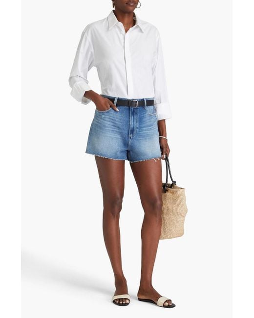PAIGE Blue Dani Frayed Denim Shorts