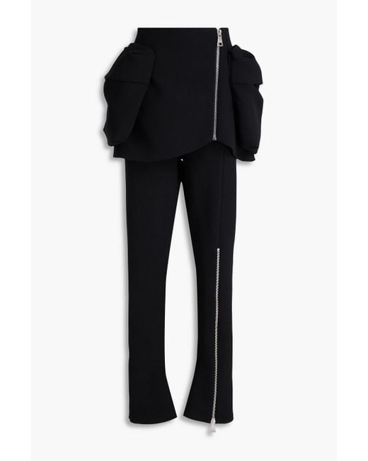 A.W.A.K.E. MODE Black Skirt-Effect Crepe Flared Pants