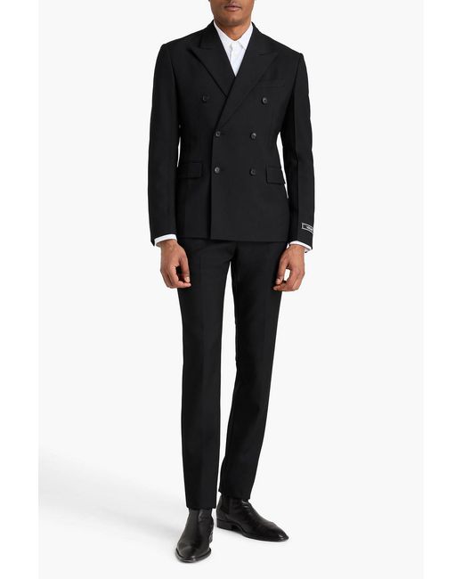 Versace Black Double-Breasted Wool-Twill Blazer for men