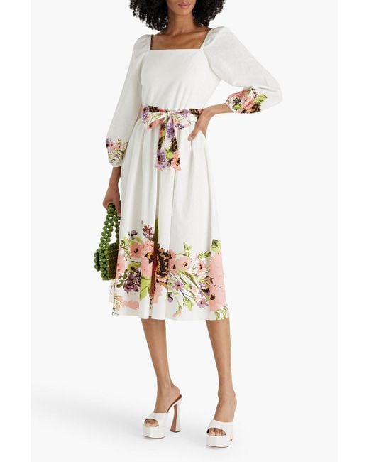 mikael aghal midi dress Mikael Aghal Layered floral-print chiffon midi dress - Women - Sage green Dresses