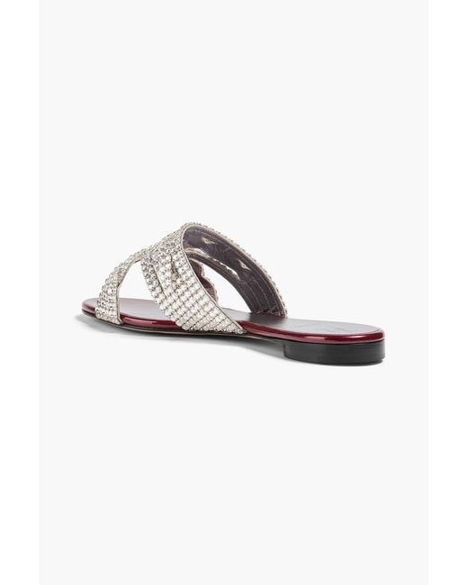 Gina White Munro Crystal-Embellished Leather Slides