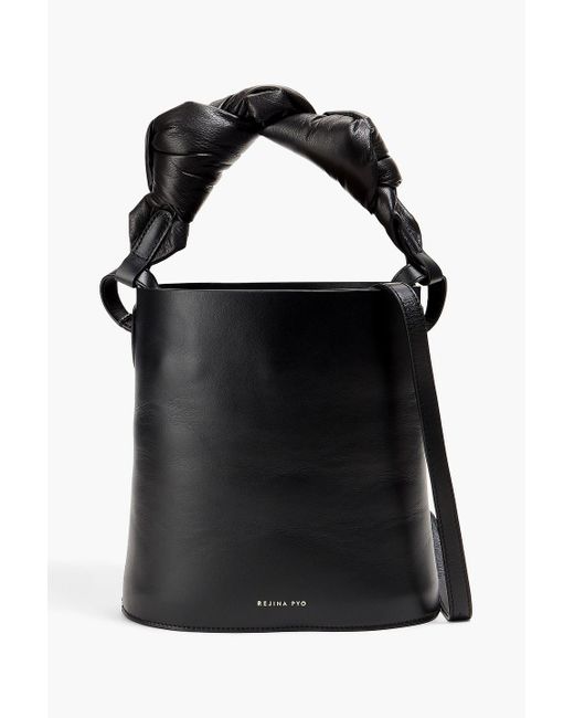 Rejina Pyo Black Knotted Leather Bucket Bag