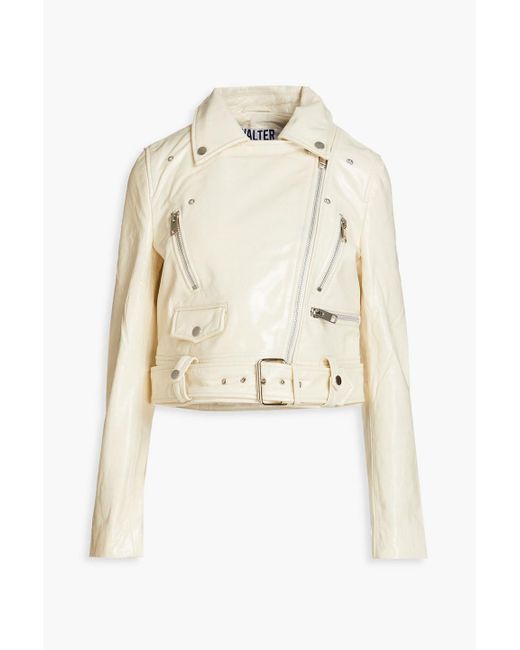 Walter Baker Nicole Patent-leather Biker Jacket in Natural | Lyst