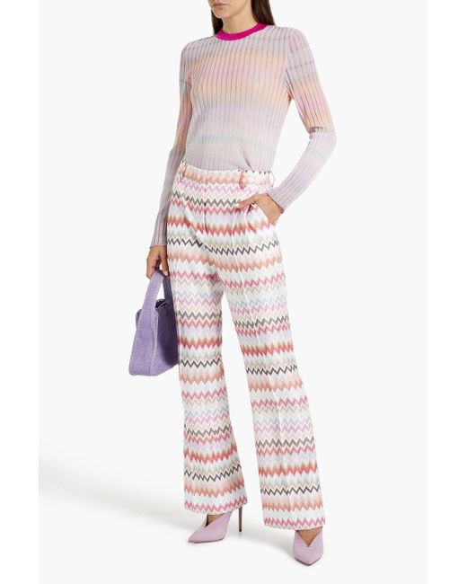 Missoni Pink Bootcut-hose aus häkelstrick aus einer baumwollmischung