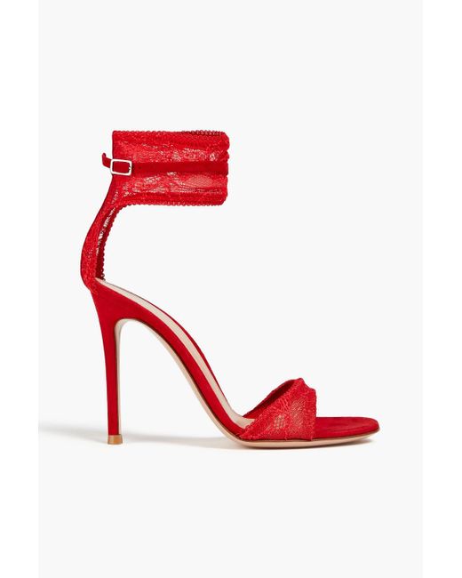 Gianvito Rossi Red Stretch-lace Sandals