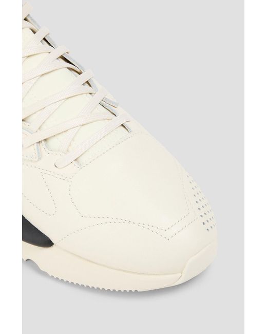 Y-3 White Kaiwa Perforated Leather And Scuba Sneakers for men