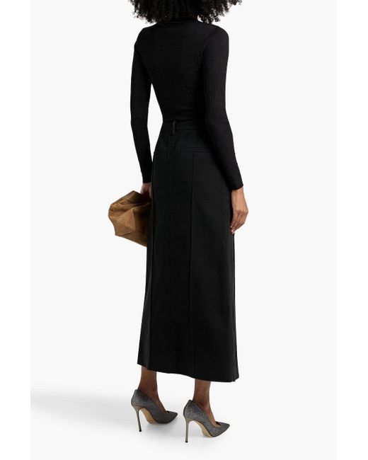 Brunello Cucinelli Black Cotton-Twill Maxi Skirt