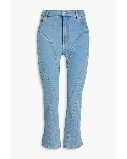 Mugler Blue Cropped High-Rise Slim-Leg Jeans