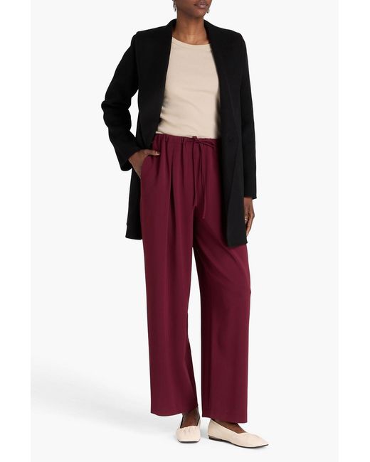 Theory Red Pleated Crepe Wide-leg Pants