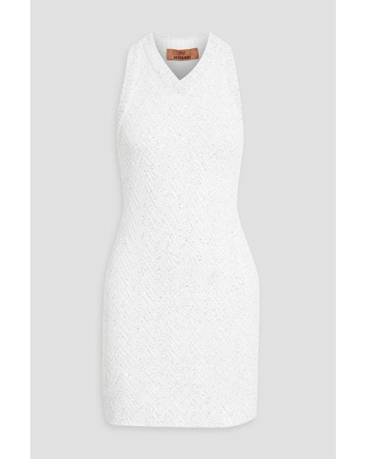 Missoni White Sequin-embellished Crochet-knit Mini Dress