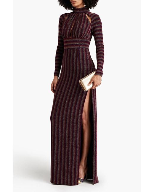 Rebecca Vallance Purple Aisha Striped Lurex Gown