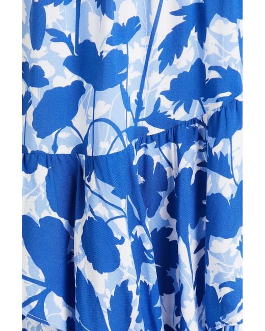 Heidi Klein Blue Tuscany minikleid aus webstoff mit floralem print und rüschen