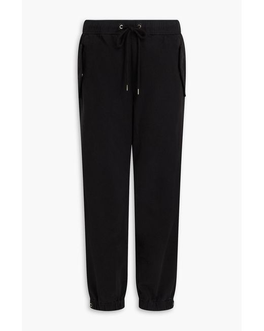 James Perse Black Cropped Stretch Cotton And Lyocell-Blend Twill Track Pants