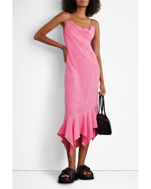 Marques'Almeida Pink Slip dress in midilänge aus TM mit rüschen
