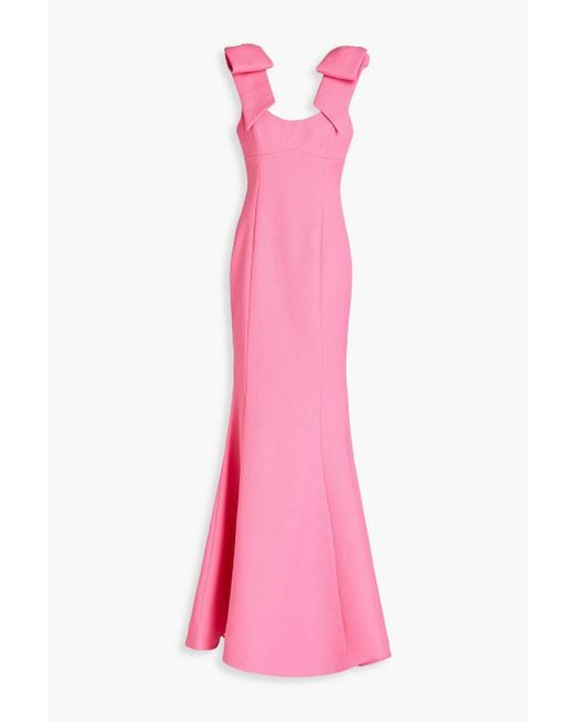 Rebecca Vallance Pink Martini Bow-embellished Cloqué Gown