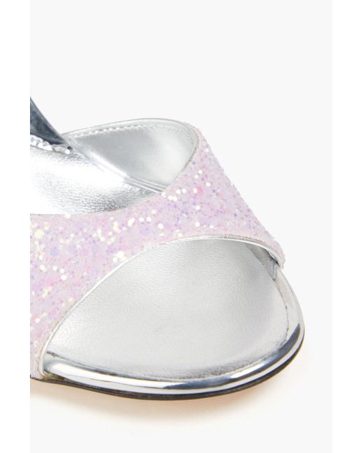 Giuseppe Zanotti White Glittered Metallic Woven Slingback Sandals