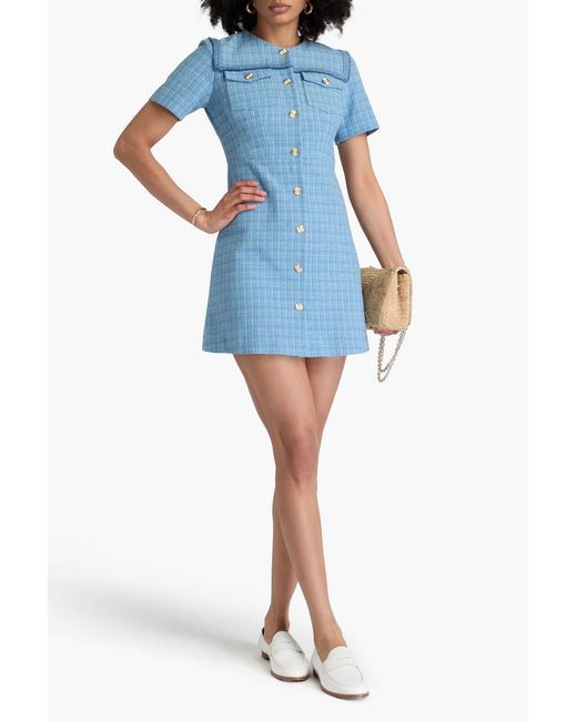 Sandro Blue Cotton-blend Tweed Mini Dress