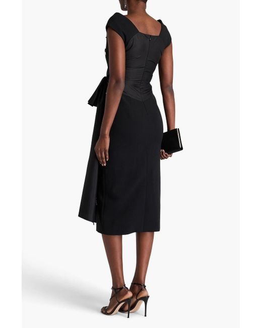 Huishan Zhang Black Kinsley Crystal-Embellished Crepe Midi Dress