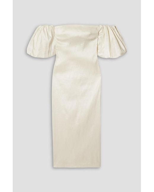 Kika Vargas White Erminia Off-the-shoulder Taffeta Midi Dress