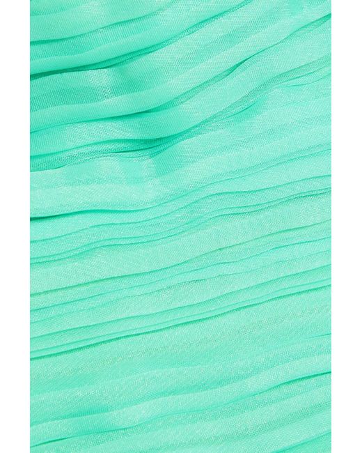 Aje. Green Laurier wave cropped oberteil aus plissiertem organza