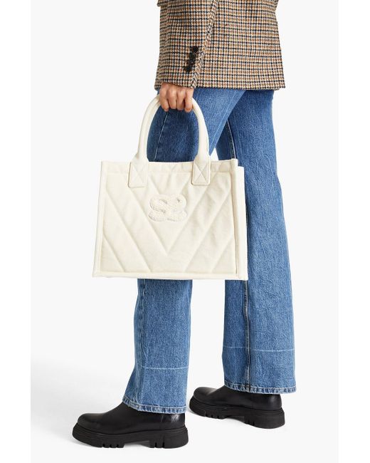 Sandro Natural Kasbah Quilted Canvas Tote