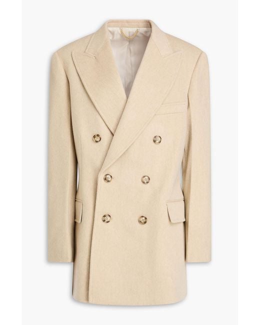 Victoria Beckham Natural Double-Breasted Wool And Cashmere-Blend Felt Blazer
