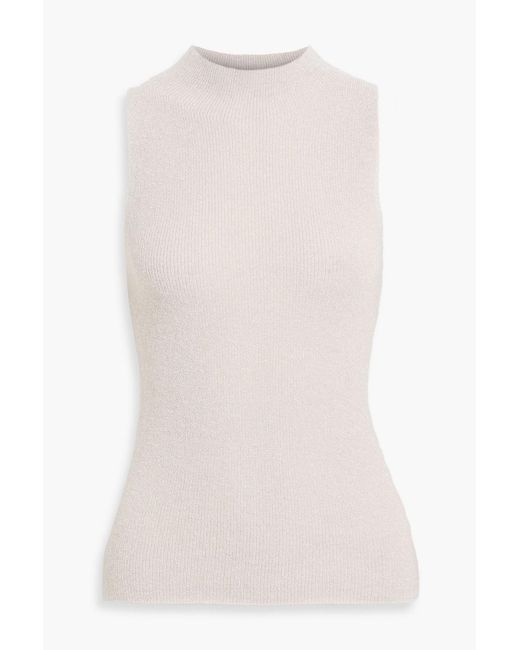Vince Gray Metallic Knitted Turtleneck Top