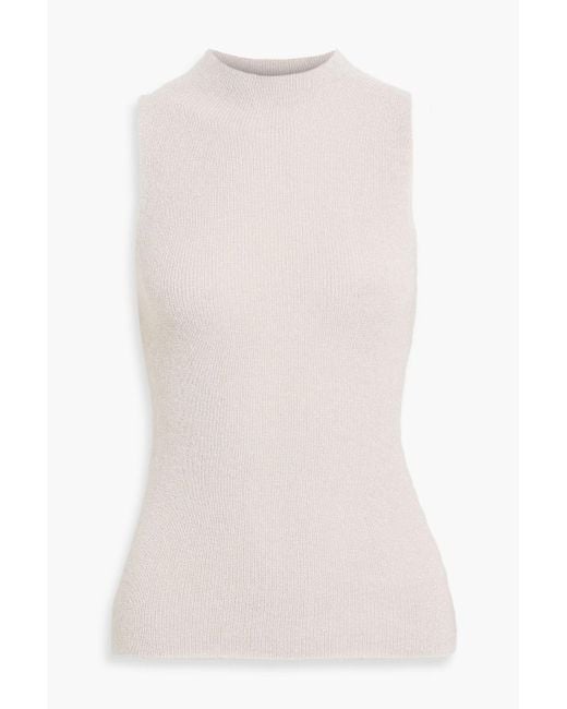 Vince Gray Metallic Knitted Turtleneck Top