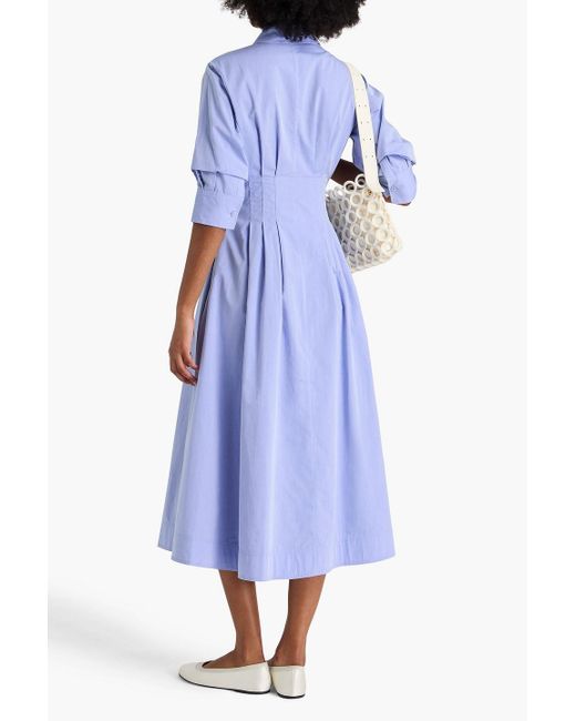 Jonathan Simkhai Blue Jazz hemdkleid in midilänge aus baumwoll-chambray mit falten