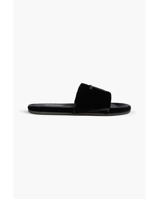 Tom Ford Black Embroidered Velvet Slides for men