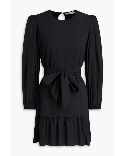 Heidi Klein Black Belted Cotton-blend Poplin Mini Dress