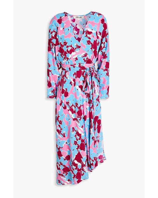 Diane von Furstenberg White Eloise Wrap-effect Printed Crepe Midi Dress