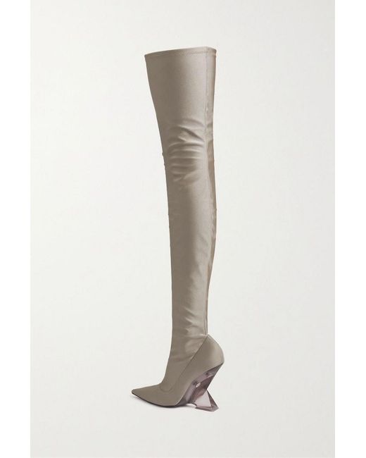 The Attico White Cheope Stretch-satin Over-the-knee Boots