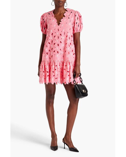 RED Valentino Pink Laser-cut Cotton-poplin Mini Dress
