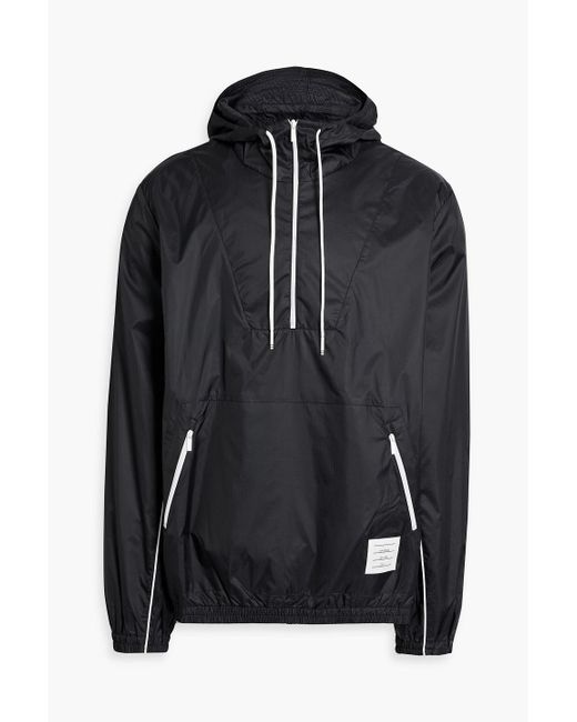 Thom Browne Black Ripstop Hooded Track Jacket for men