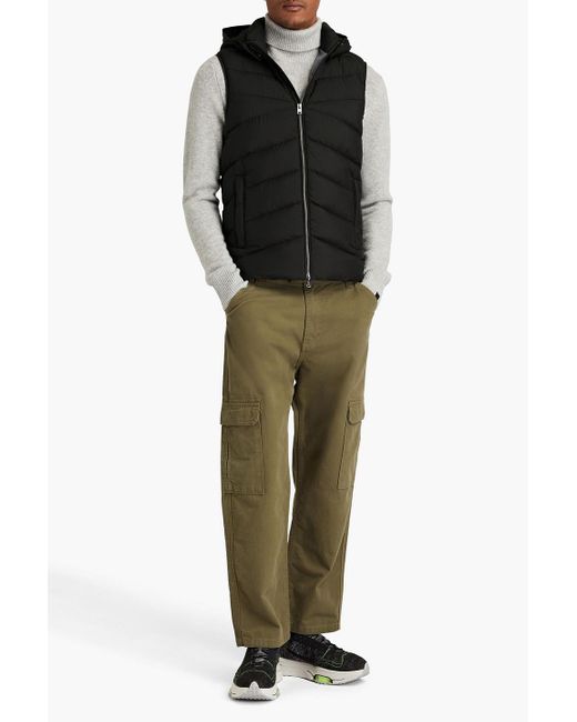 Woolrich Black Quilted Shell Hooded Vest for men