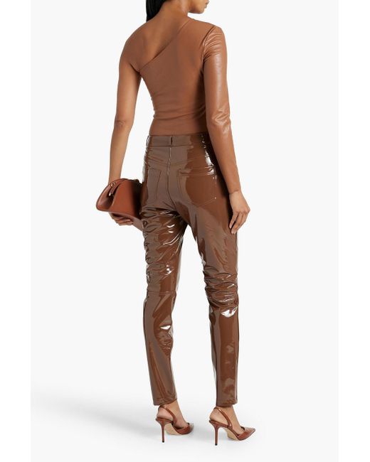 Commando Brown One-sleeve Faux Leather Bodysuit
