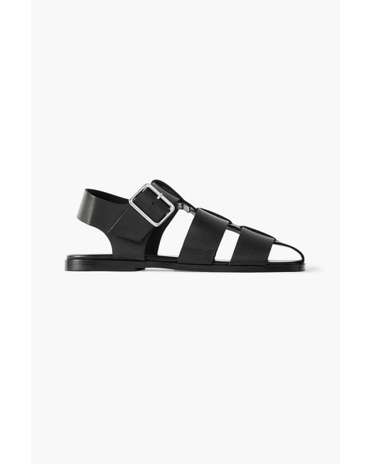 Aeyde Black Whit Leather Sandals