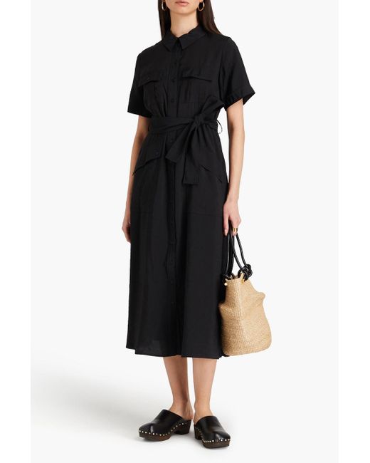 Claudie Pierlot Black Modal-blend Midi Shirt Dress
