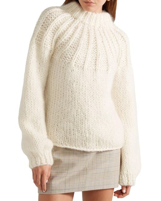 Ganni Julliard Tie back Merino Wool And Mohair blend Sweater Cream in Natural Lyst Canada